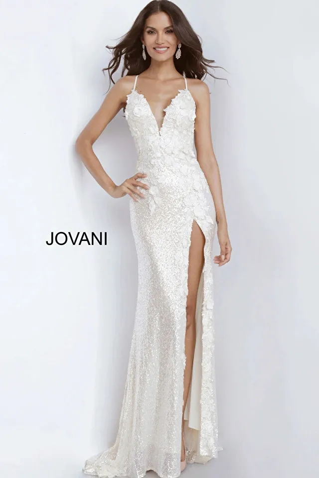 Anastella | Plunging Neckline Floral Gown | Jovani 1012