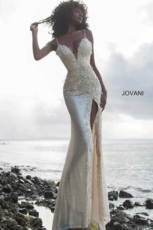 Anastella | Plunging Neckline Floral Gown | Jovani 1012