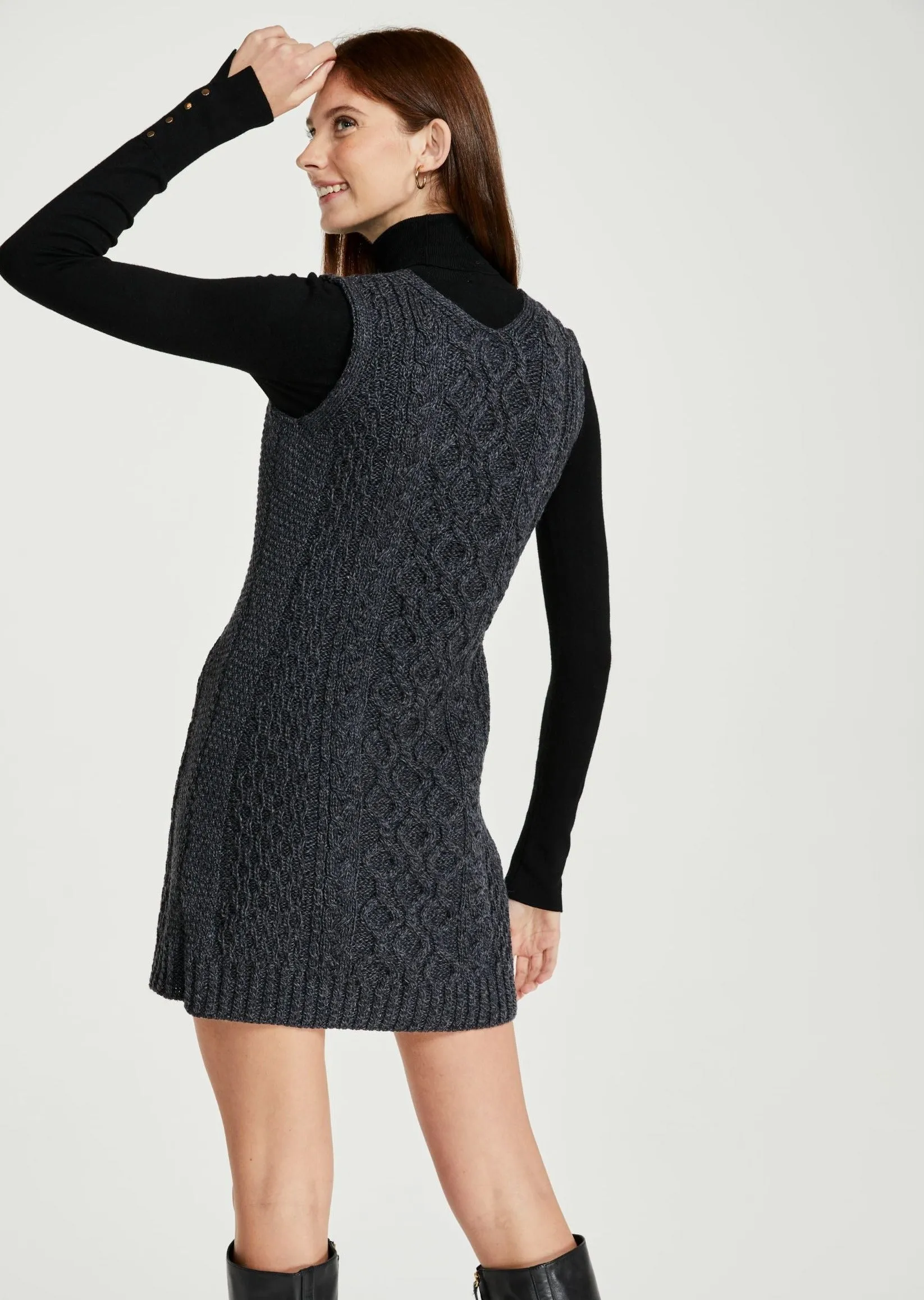 Ardmore Aran Ladies Sleeveless Dress | Charcoal