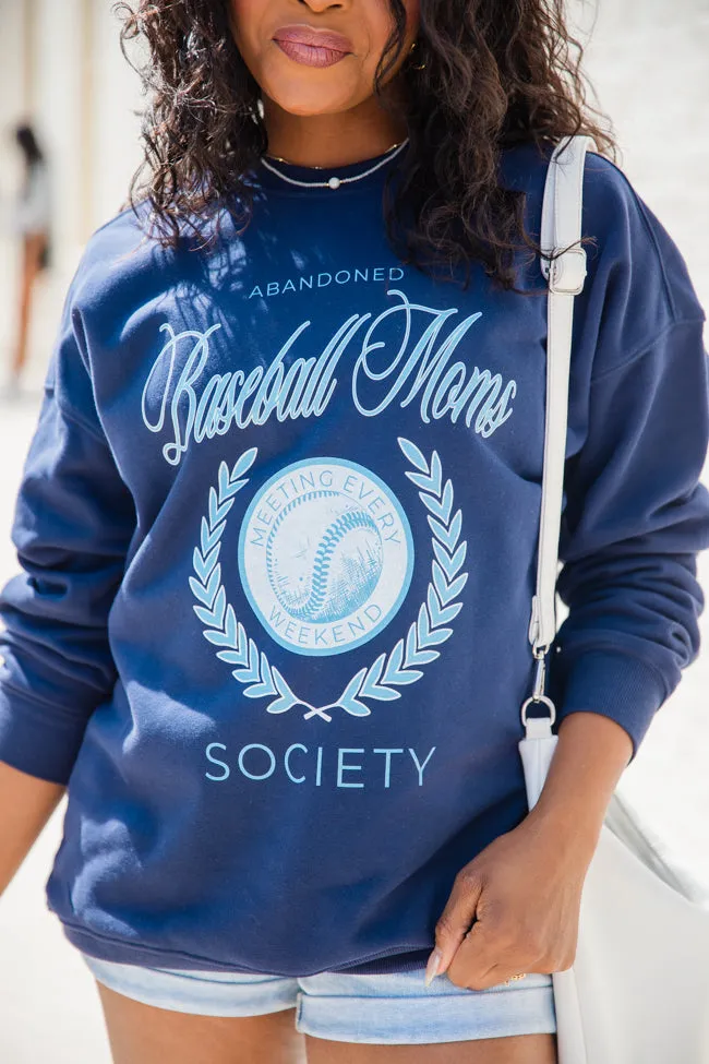 Baseball Mom Society Navy Oversized Graphic Sweatshirt