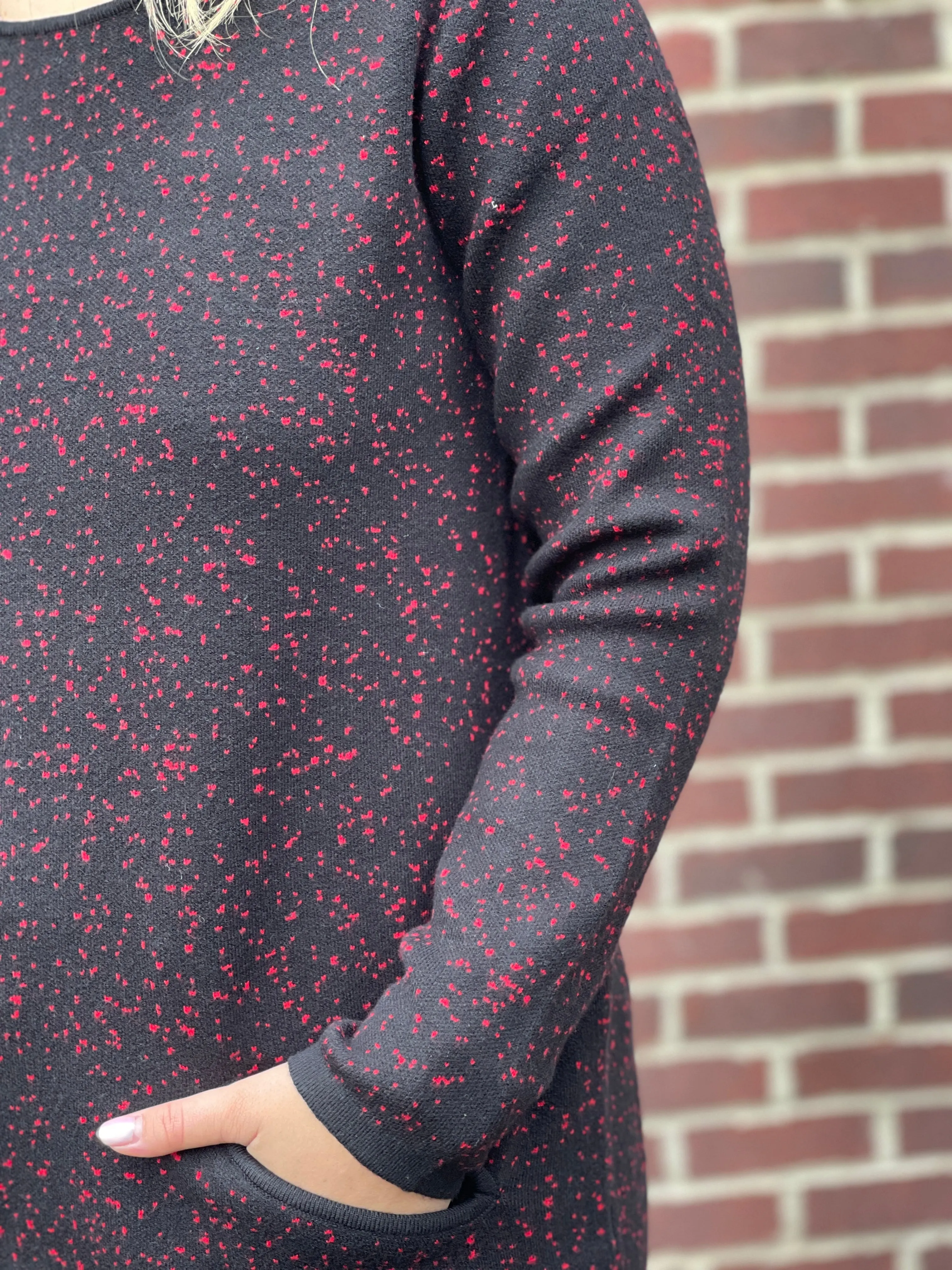 BLACK/RED SPECKLE AND SHINE SWEATER