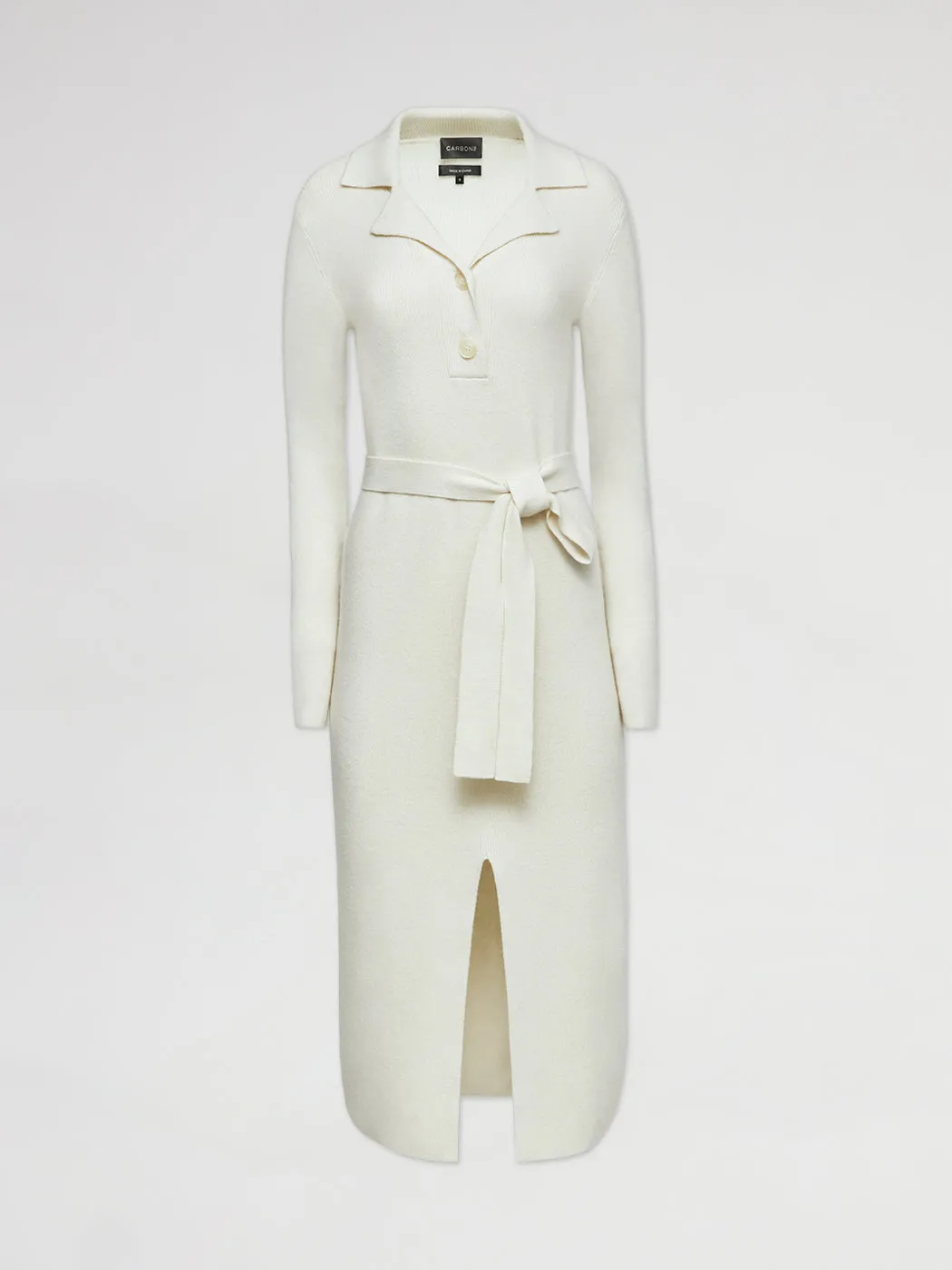 Collared Belted Dress - Ivory