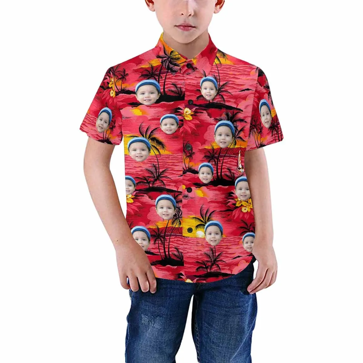 Custom Face Sunset Ocean Teenage Hawaiian Shirt