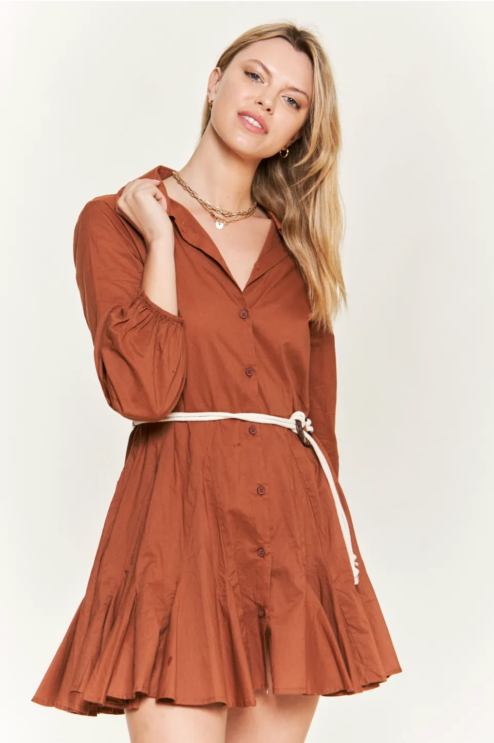 Flare Shirt Dress - Belted