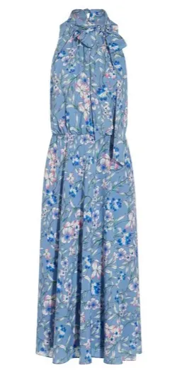 Floral Printed Tie Neck Dress