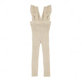 FLOUNCED SUSPENDER COTTON LEGGINGS LINEN