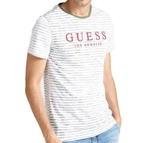 GUESS Striped Alden T-Shirt - White / Green