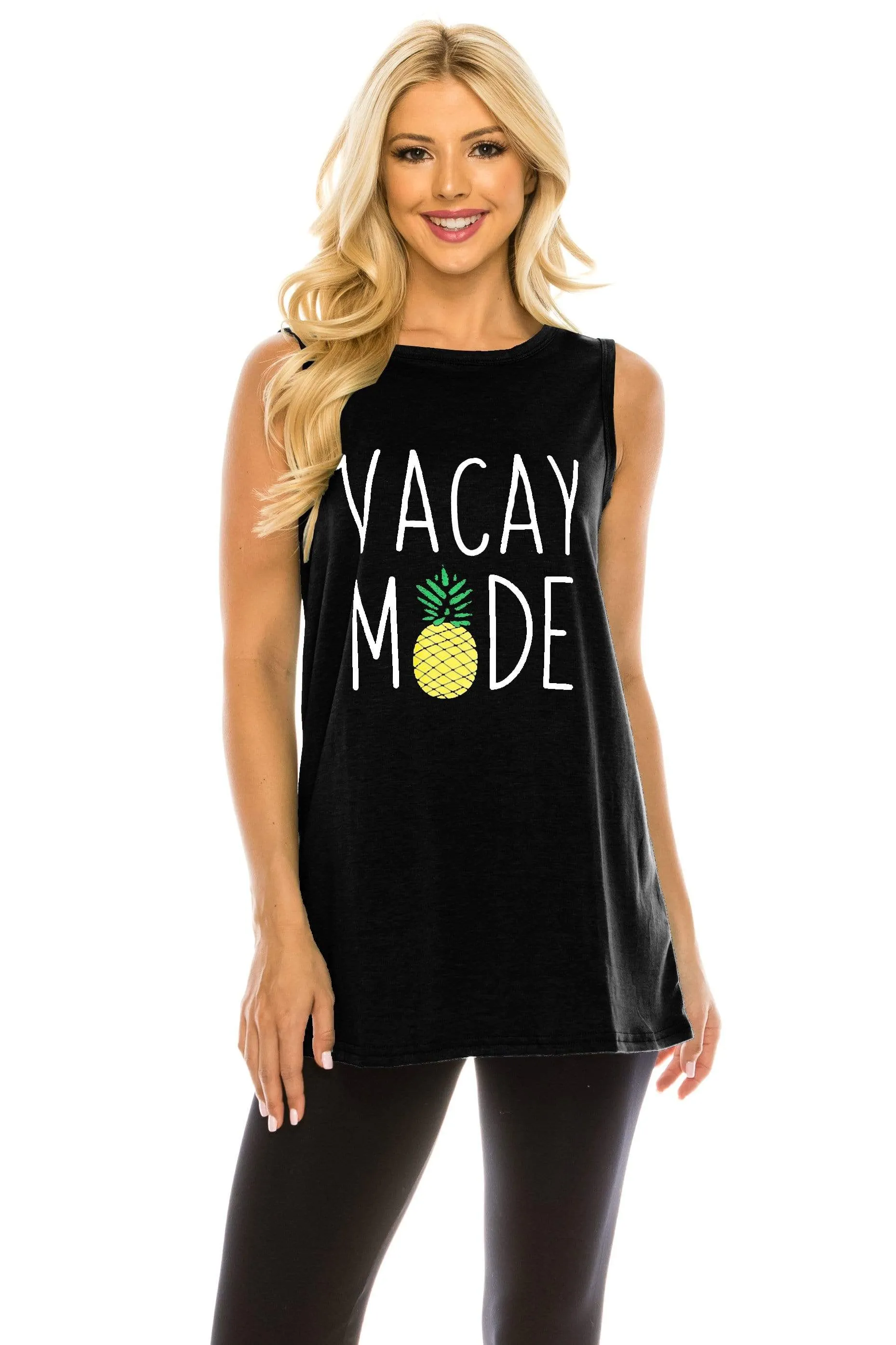 Haute Edition Women's Vacay Mode Loose Fit Tank top. Plus size available