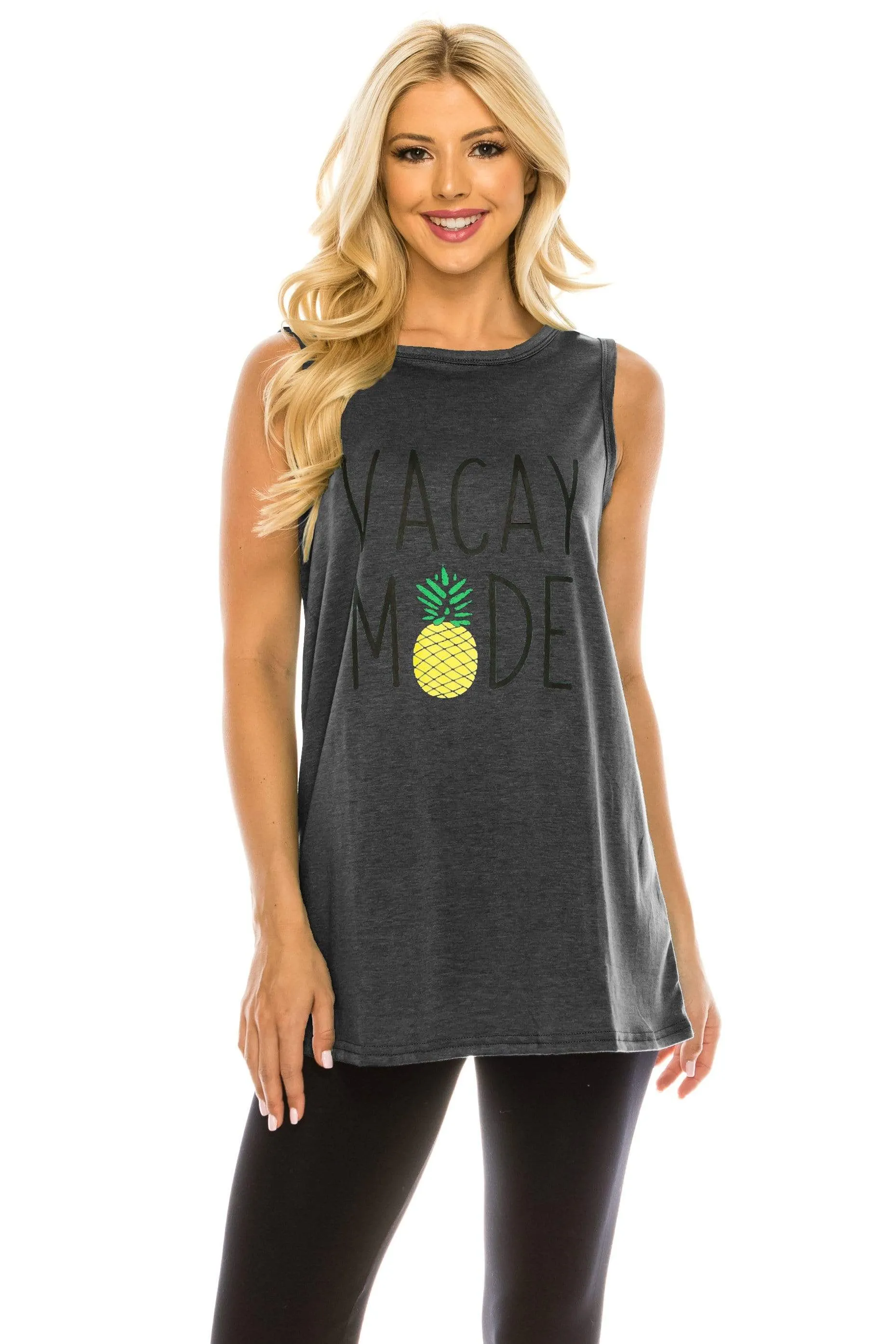 Haute Edition Women's Vacay Mode Loose Fit Tank top. Plus size available