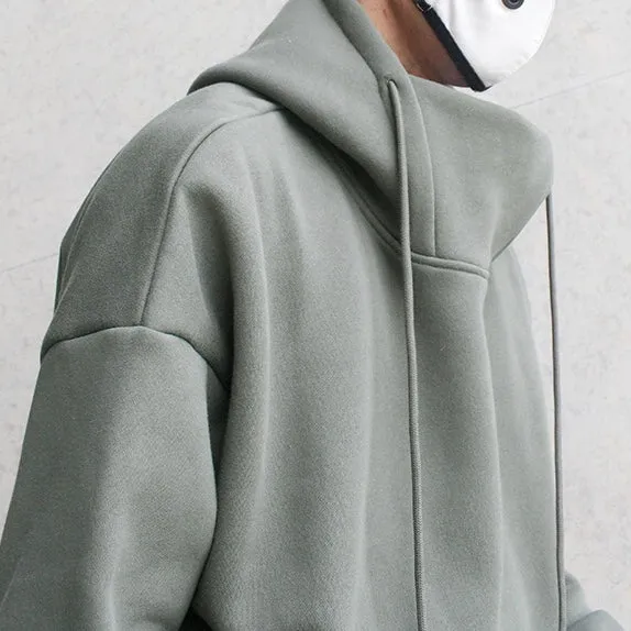 HIGH COLLAR OVERSIZED PULLOVER HOODIE