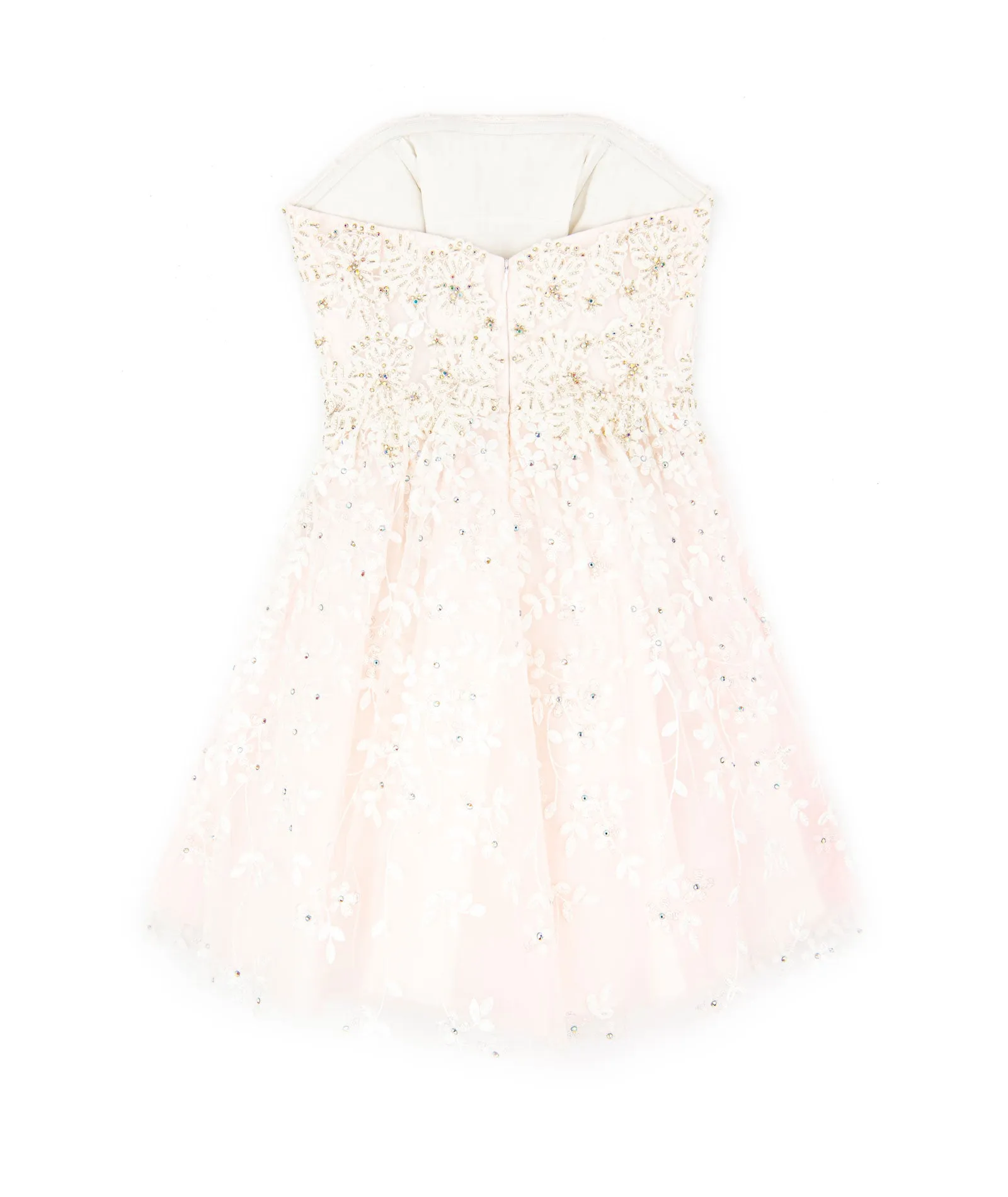 Jovani Girls Baby Pink Floral Beaded Strapless Dress