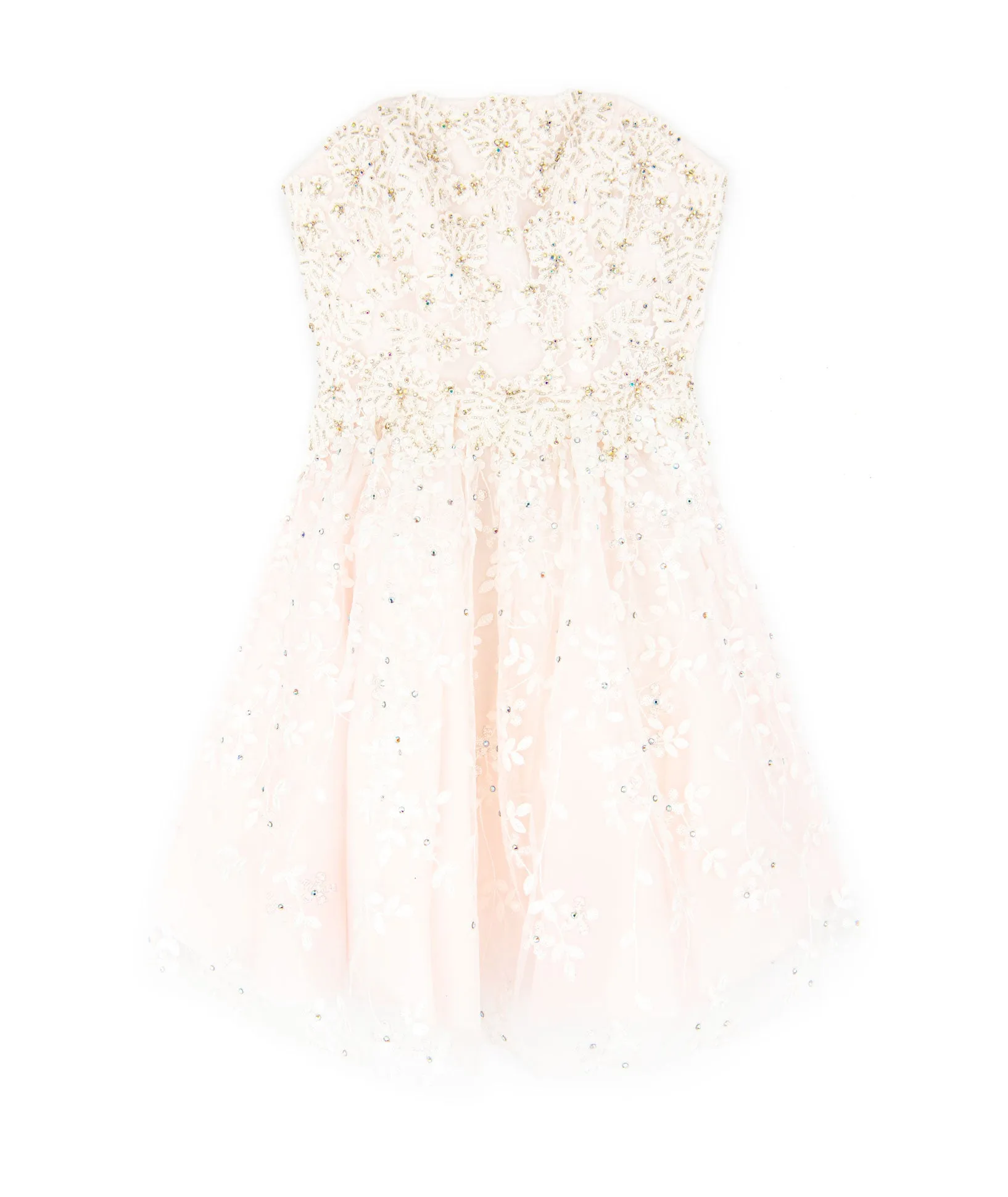 Jovani Girls Baby Pink Floral Beaded Strapless Dress