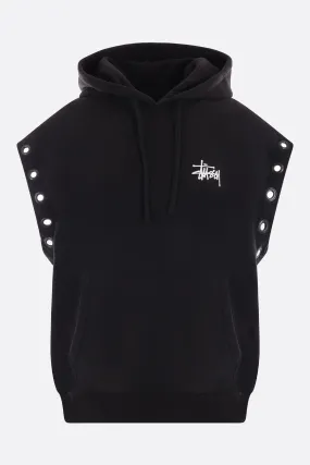 logo printed fleece sleeveless hoodie