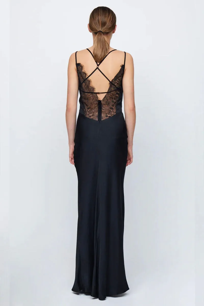 LUCILLE LACE MAXI DRESS-BLACK