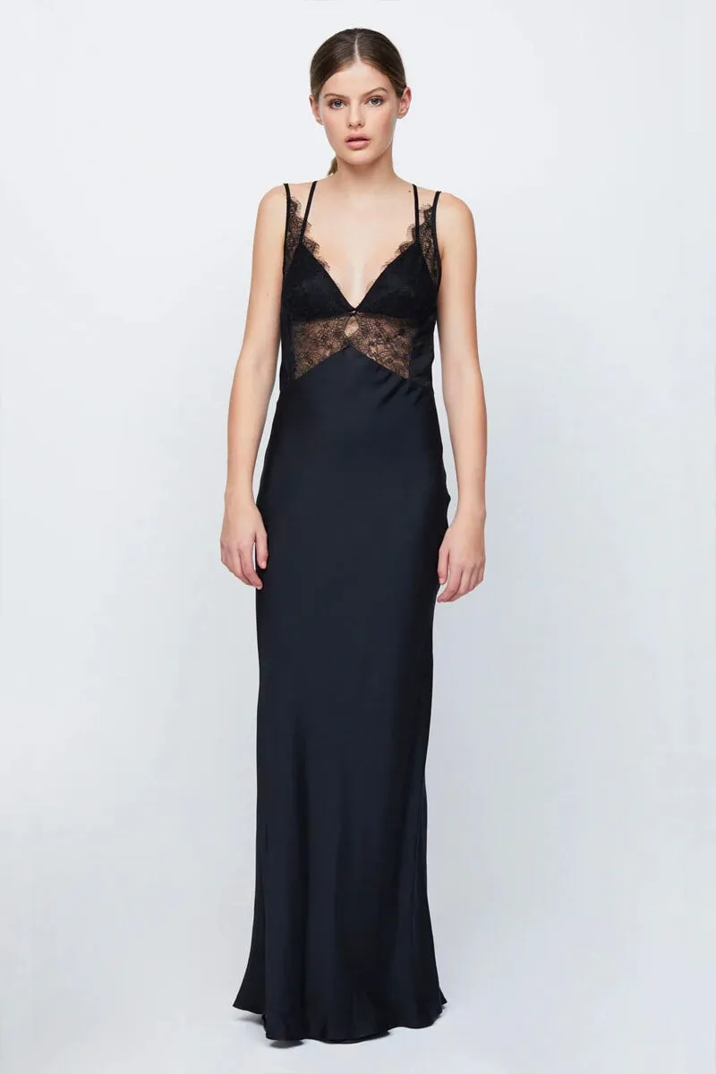 LUCILLE LACE MAXI DRESS-BLACK