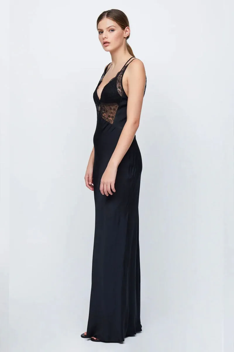 LUCILLE LACE MAXI DRESS-BLACK