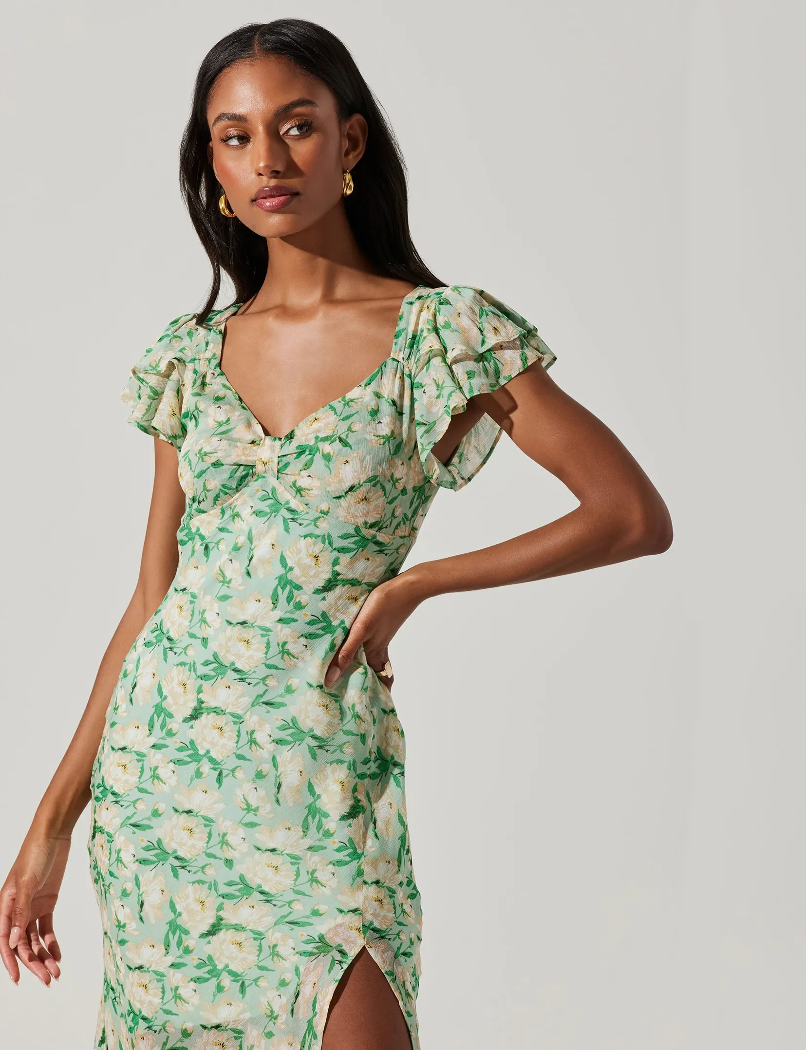 Maisy Dress, Green Floral