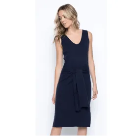 Picadilly Knit V-Neck Dress in Navy- EK642