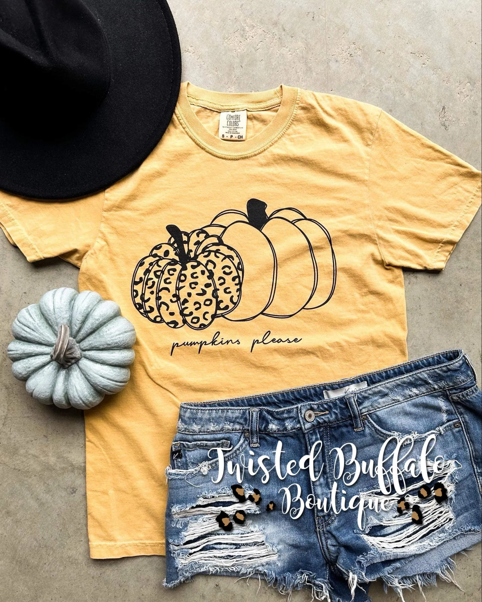 {PUMPKINS PLEASE} Mustard Crew Neck Tee