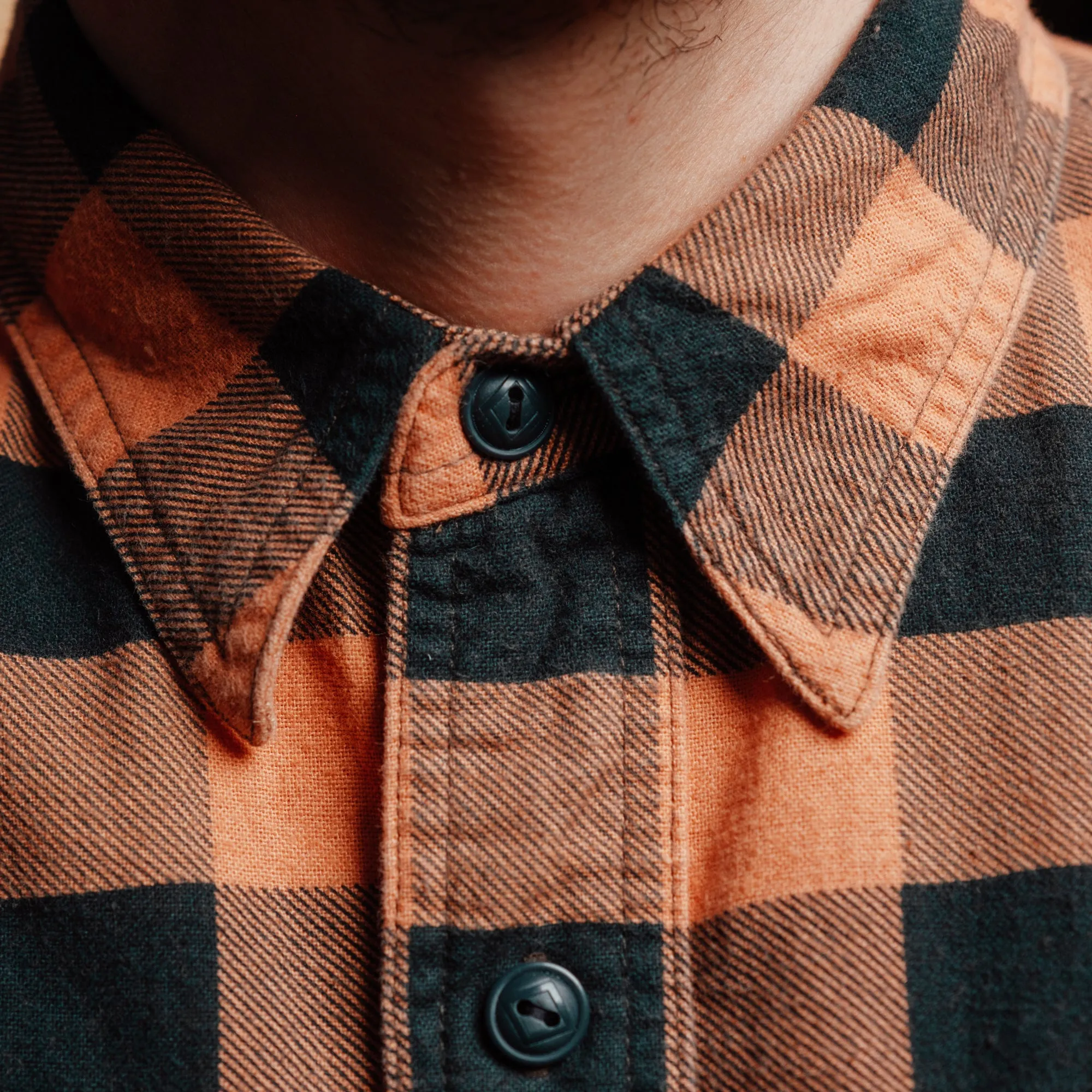 RRL Buffalo Check Chamois Workshirt Coral/ Black FINAL SALE