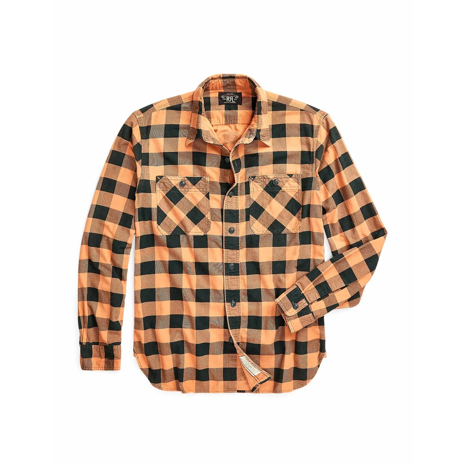 RRL Buffalo Check Chamois Workshirt Coral/ Black FINAL SALE