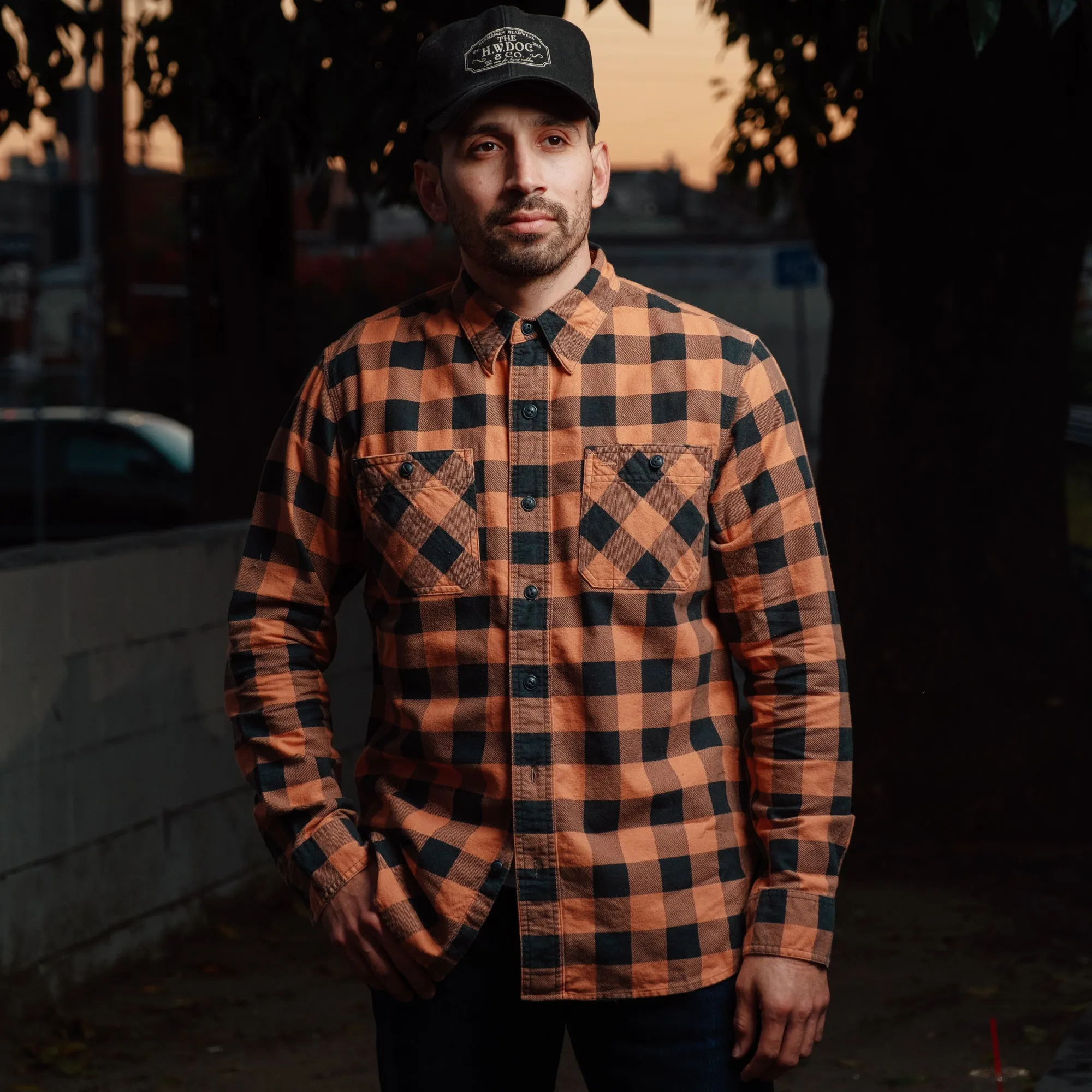 RRL Buffalo Check Chamois Workshirt Coral/ Black FINAL SALE