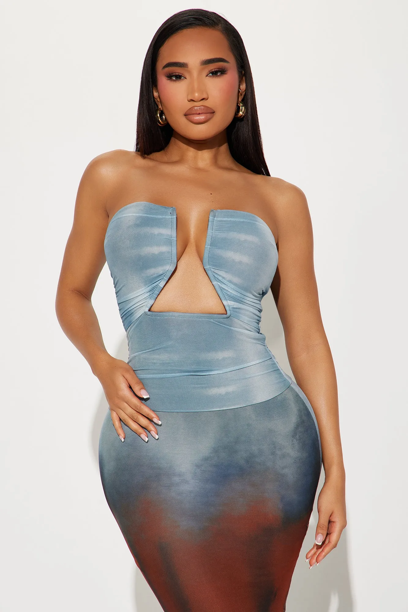 Sierra Ombre Mesh Maxi Dress - Blue/combo