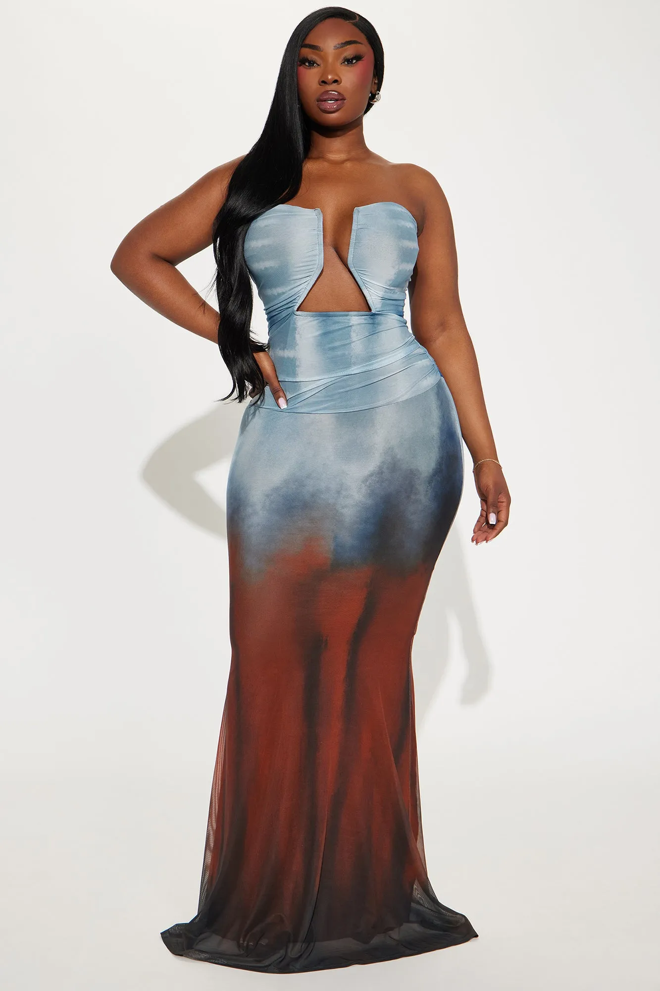 Sierra Ombre Mesh Maxi Dress - Blue/combo