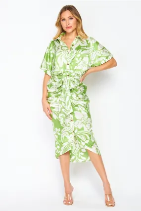 Soft Lime Floral Printed Dress