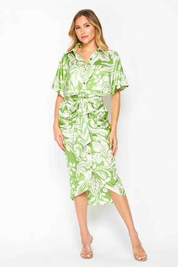 Soft Lime Floral Printed Dress