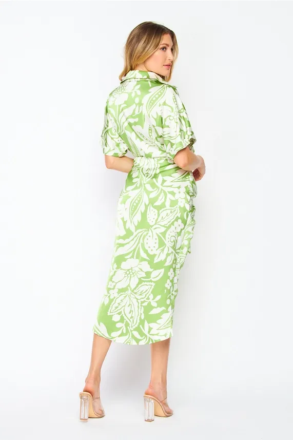 Soft Lime Floral Printed Dress