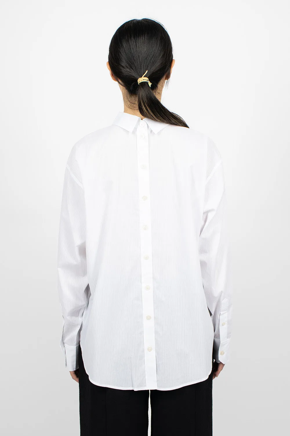 Striped Button-Up Shirt White