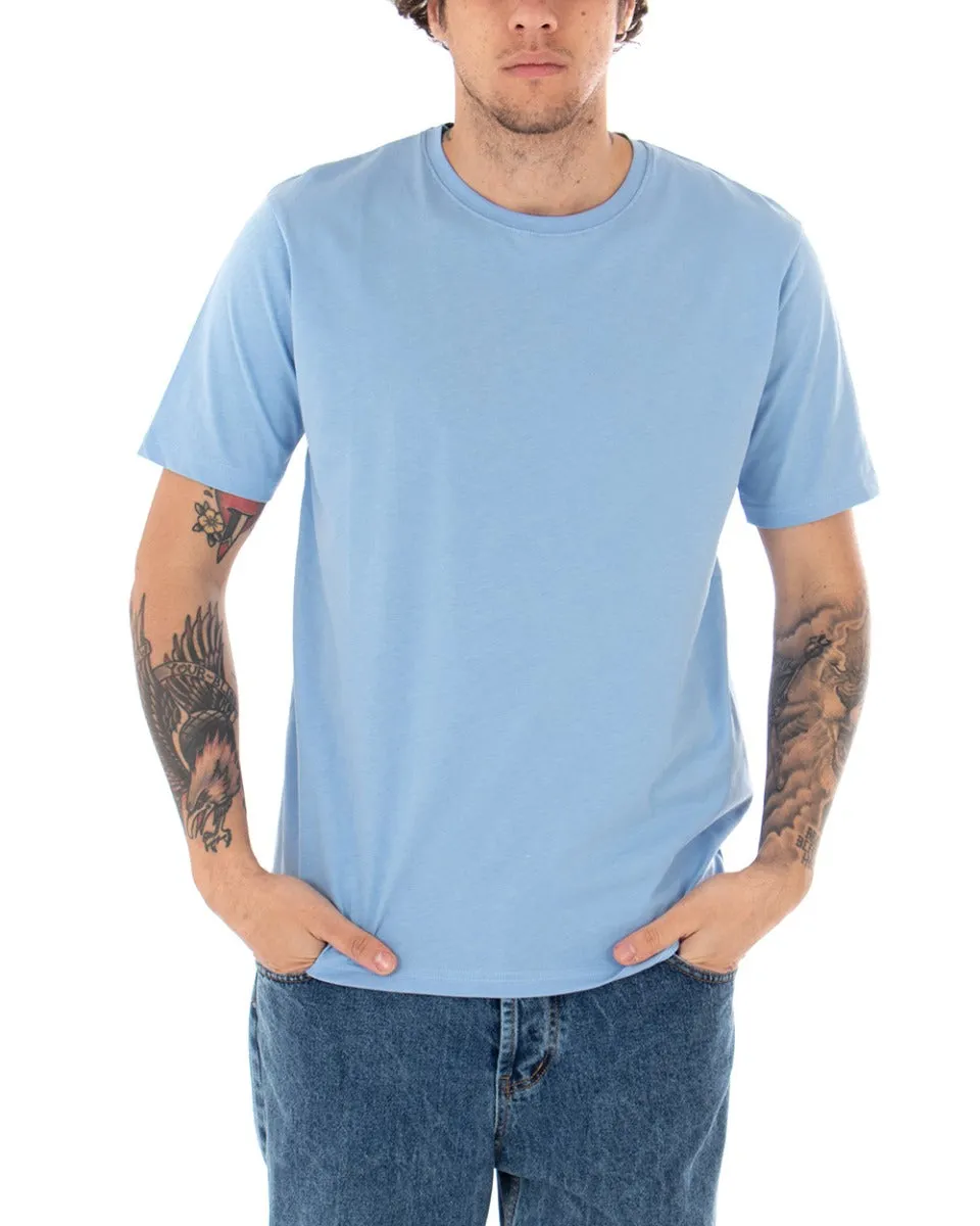 T-shirt Uomo Basic Tinta Unita Manica Corta Girocollo Polvere Casual GIOSAL-TS2917A