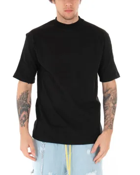 T-Shirt Uomo Tinta Unita Nero Fascia Elastico Manica Corta Casual GIOSAL