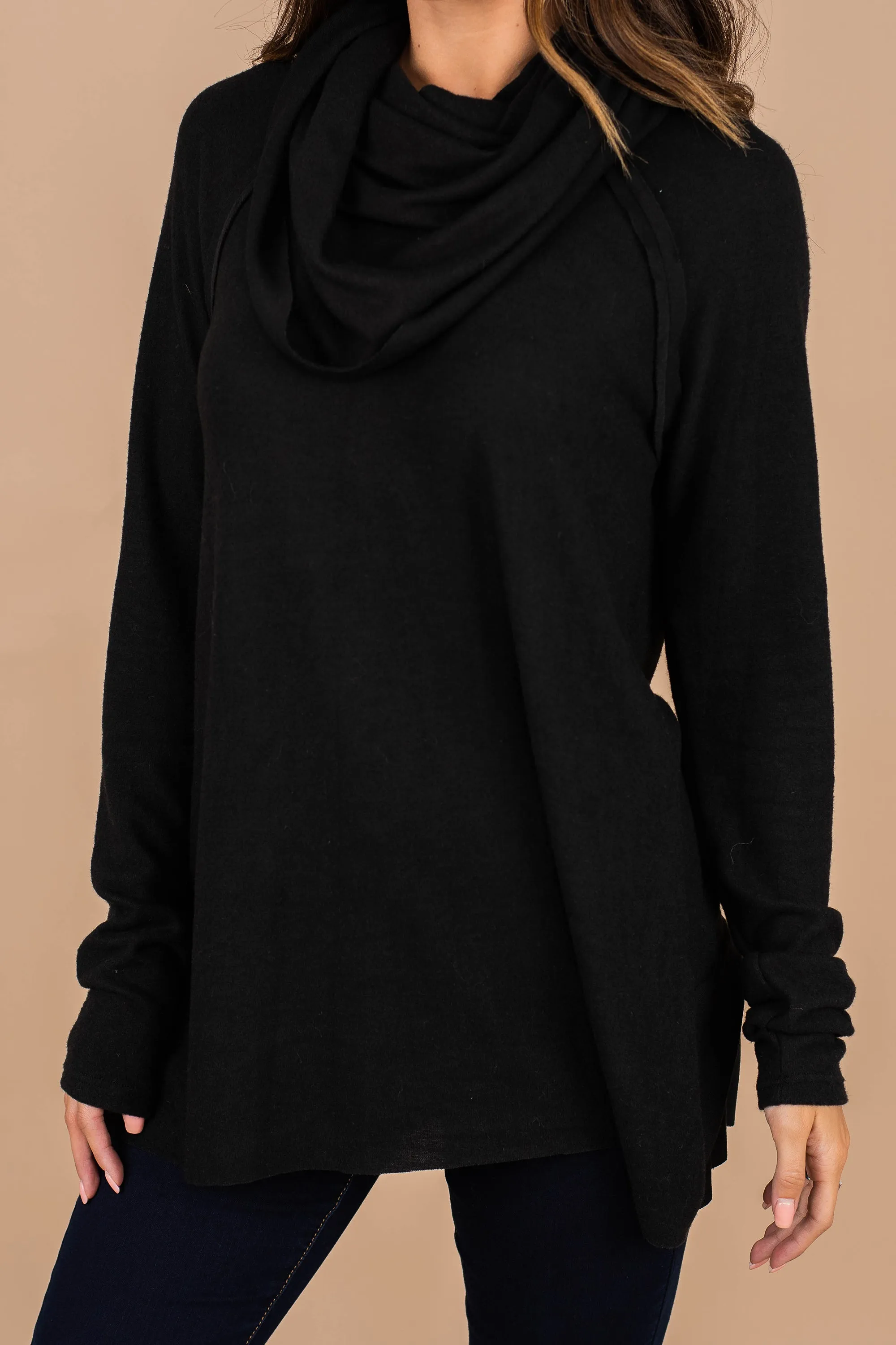 The One You Want Black Cowl Neck Sweater