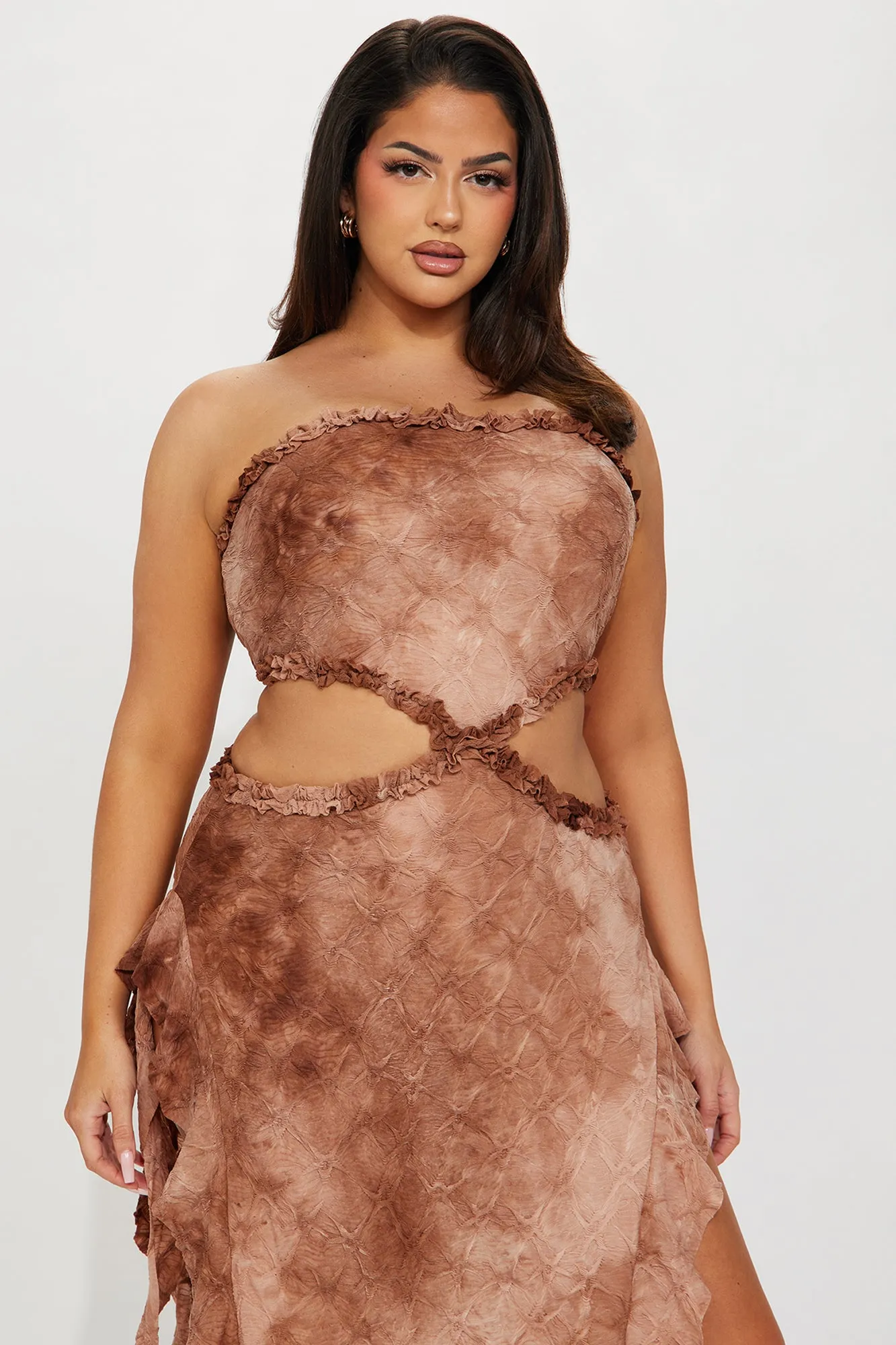 Washed Up Textured Maxi Dress - Mocha